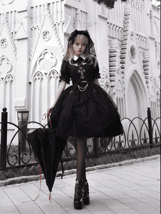 ロリータファッション 【ゴスロリ】ゴシックローズのスカートスーツロリータ