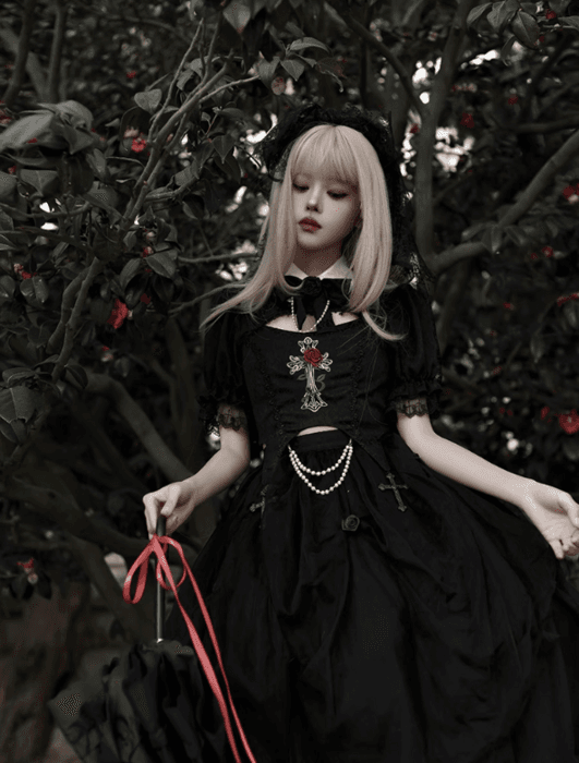 ロリータファッション 【ゴスロリ】ゴシックローズのスカートスーツロリータ