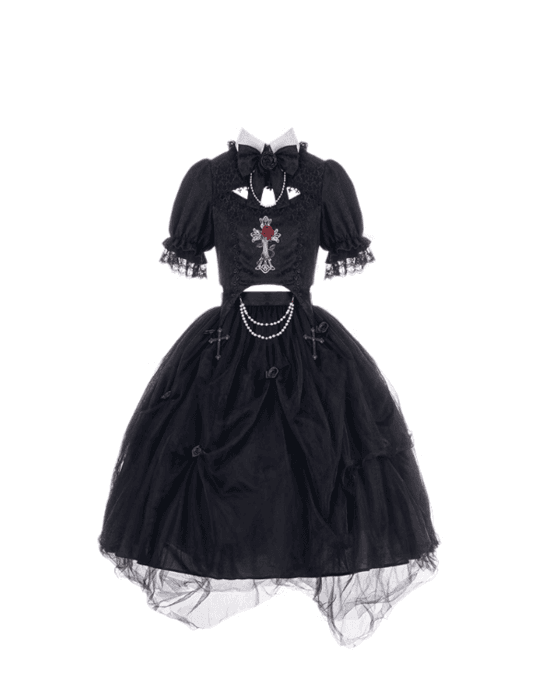 ロリータファッション 【ゴスロリ】ゴシックローズのスカートスーツロリータ