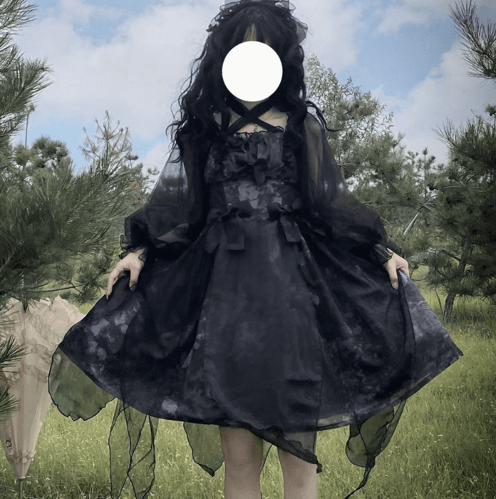 ロリータファッション 【ゴスロリ】ハロウィンブラックウィッチドレスワンピース