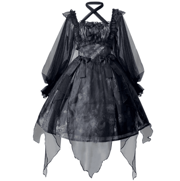 ロリータファッション 【ゴスロリ】ハロウィンブラックウィッチドレスワンピース