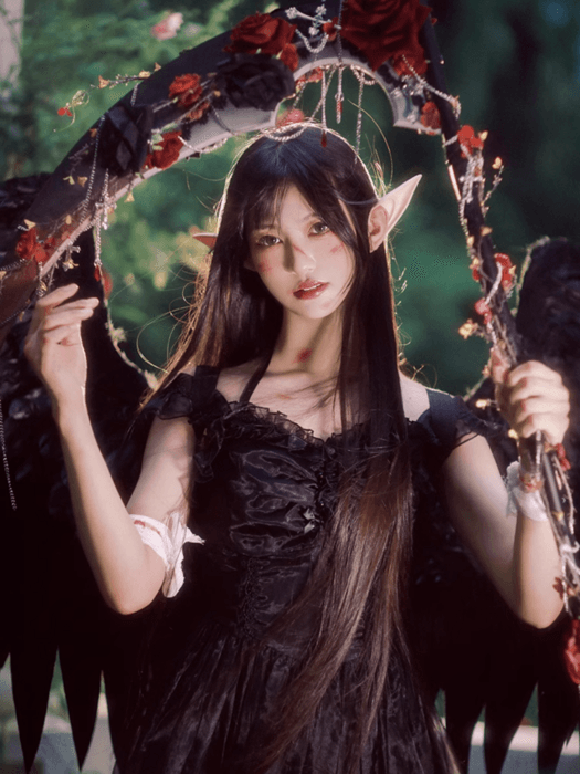 ロリータファッション 【ゴスロリ】ダークローズゴーストシックル