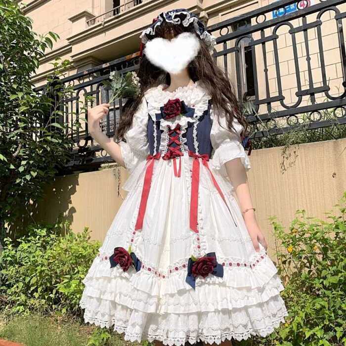 ロリータファッション 【クラシカルロリータ】ローズガールメルヘンドレスワンピース