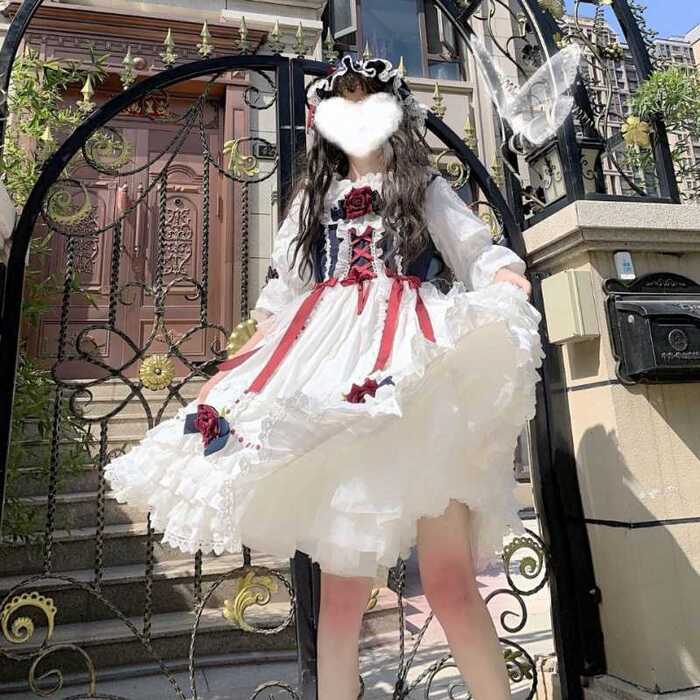 ロリータファッション 【クラシカルロリータ】ローズガールメルヘンドレスワンピース