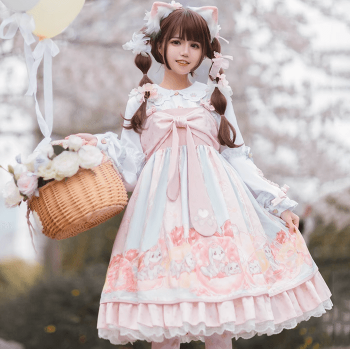 ロリータファッション 【甘ロリータ】ラビットドーナツ＆さくらの妖精ドレス