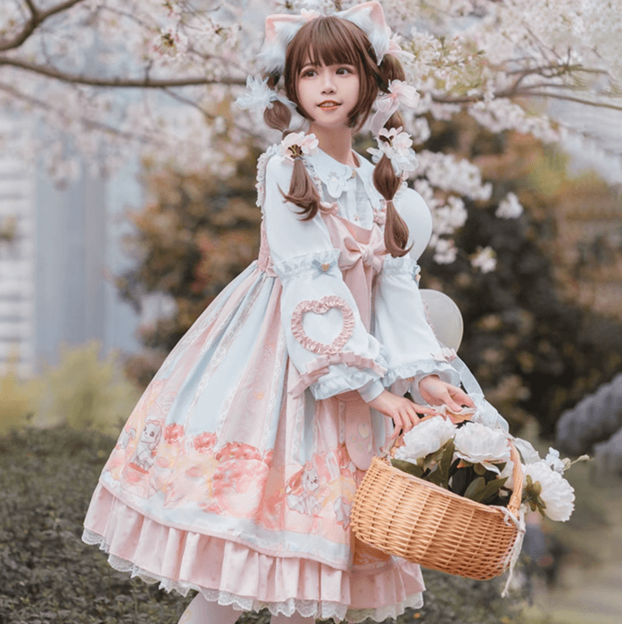 ロリータファッション 【甘ロリータ】ラビットドーナツ＆さくらの妖精ドレス