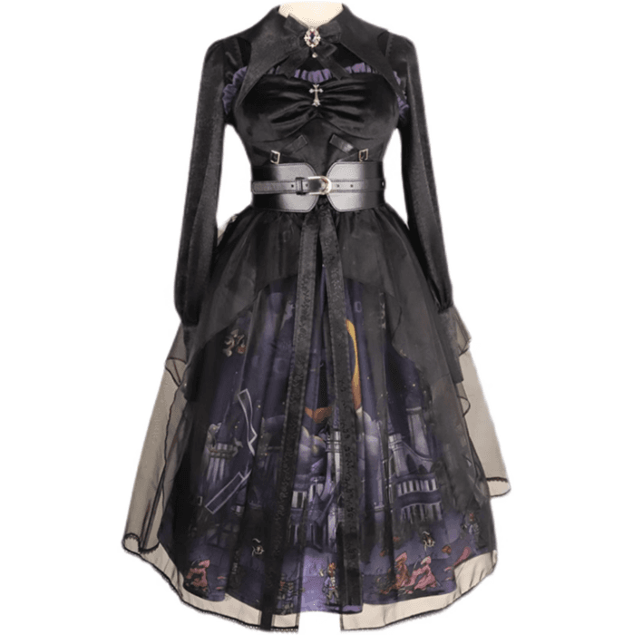 ロリータファッション 【ゴスロリ】魔女の町の不思議なブラックドレス