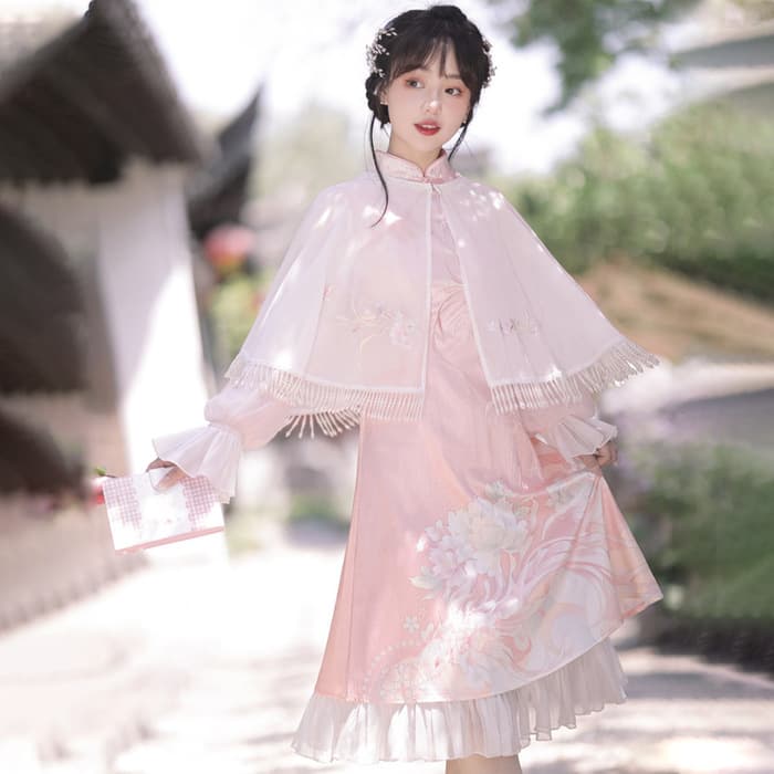 ロリータファッション 【中華ロリータ】夢かわキャンディスリーブチャイナフリルワンピース