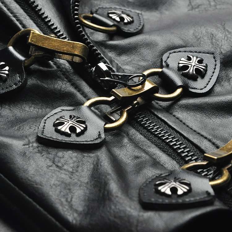 ロリータファッション 十字装飾レザーコルセット風セットアップ