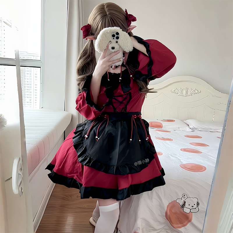 ロリータファッション ふんわり姫袖リボンワンピース