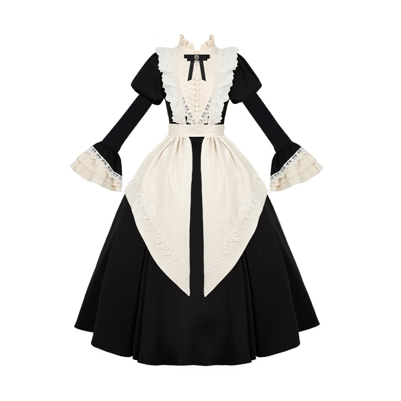 ロリータファッション 【ゴスロリ】清楚な修道院風レースメイド服