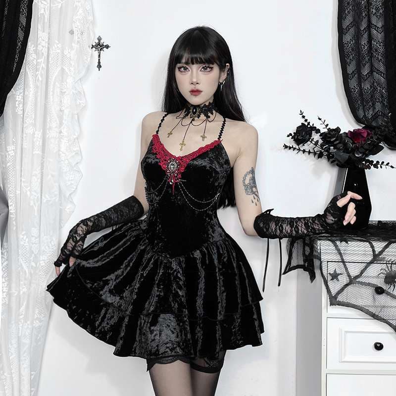 ロリータファッション 【スチームパンク】魔女のゴシックレースワンピース