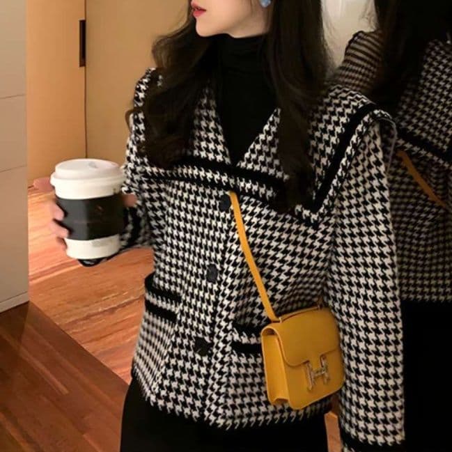 ロリータファッション 【クラシカルロリータ】 千鳥格子ベスト風リボンジャケット