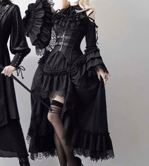 ロリータファッション  【ゴスロリ】ゴシック風ロリータドレスセット