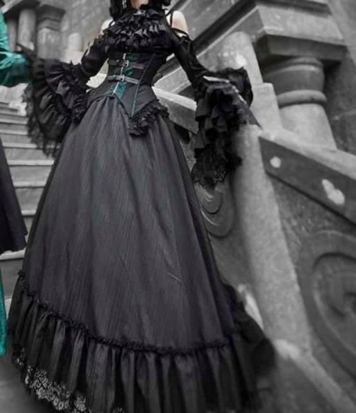 ロリータファッション  【ゴスロリ】ゴシック風ロリータドレスセット