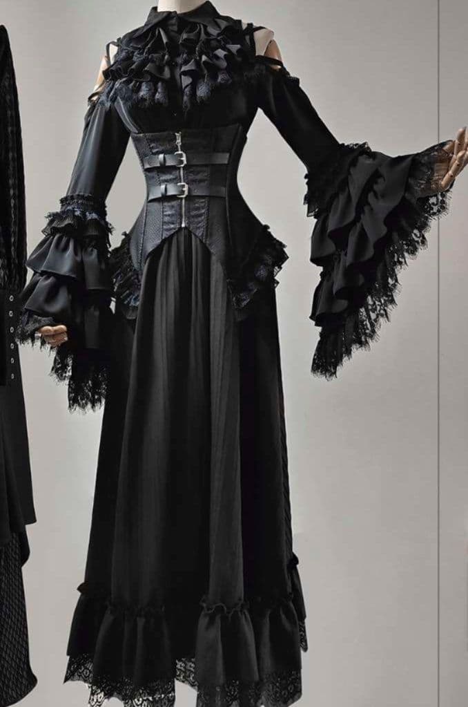 ロリータファッション  【ゴスロリ】ゴシック風ロリータドレスセット