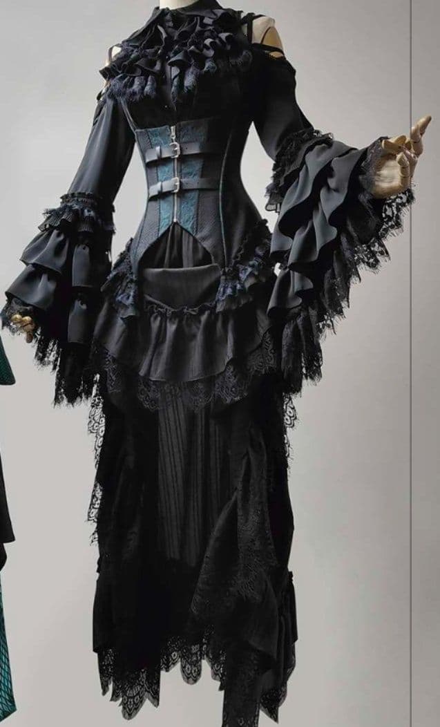 ロリータファッション  【ゴスロリ】ゴシック風ロリータドレスセット