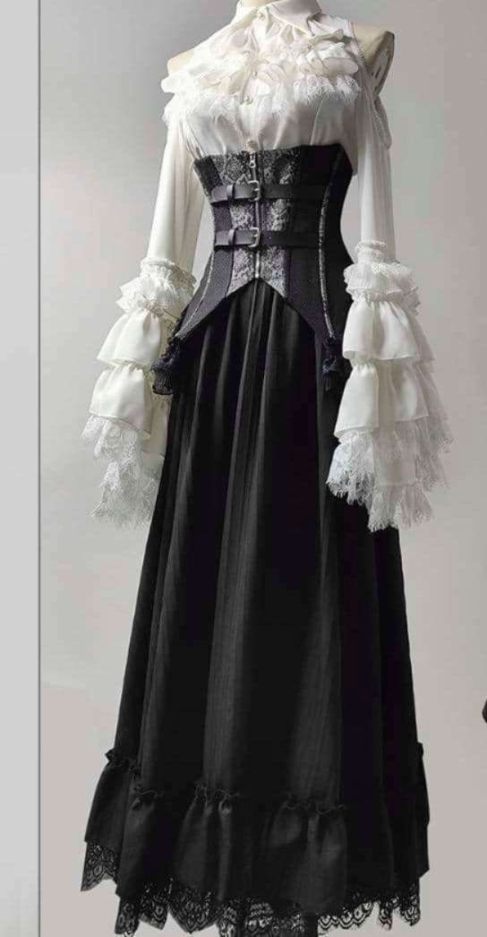 ロリータファッション  【ゴスロリ】ゴシック風ロリータドレスセット