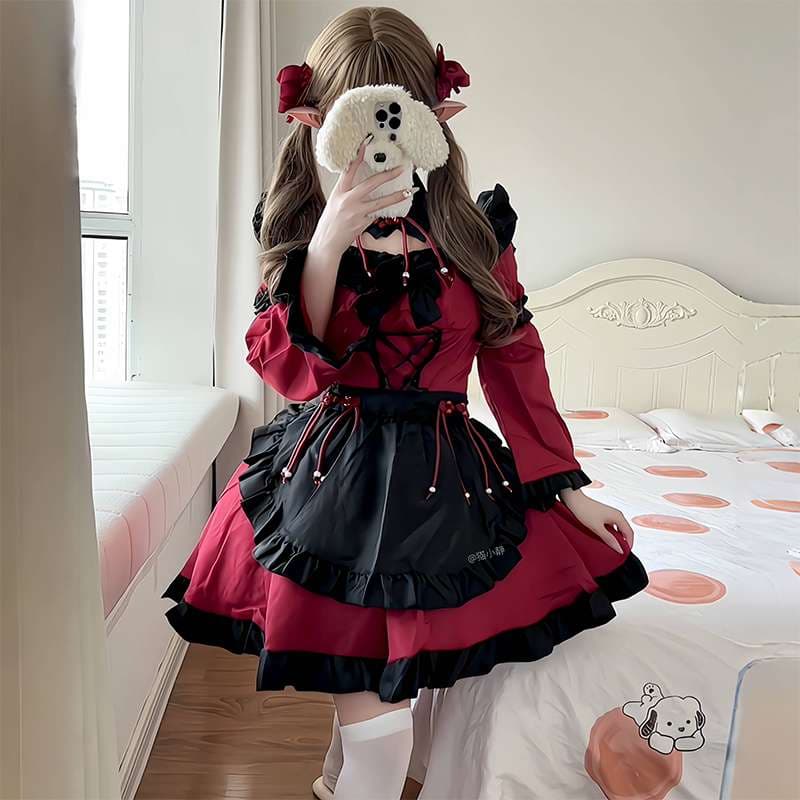 ロリータファッション ふんわり姫袖リボンワンピース