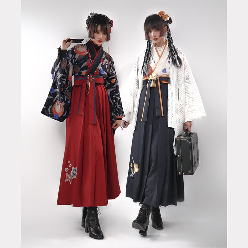 ロリータファッション 【和風ロリータ】蝶舞う着物袴風ロリータ衣装