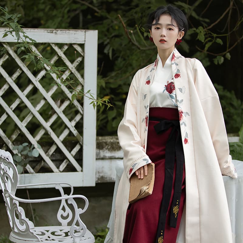 ロリータファッション 【和風ロリータ】薔薇刺繍入り着物風ロリータドレス