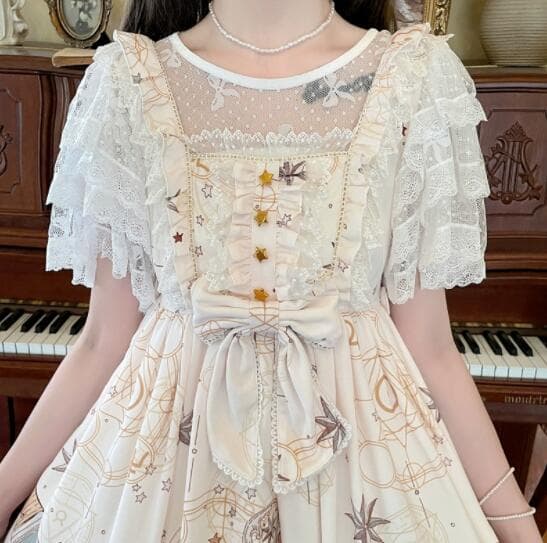 ロリータファッション クラシカルロリータ 透け感半袖ブラウス フリル袖