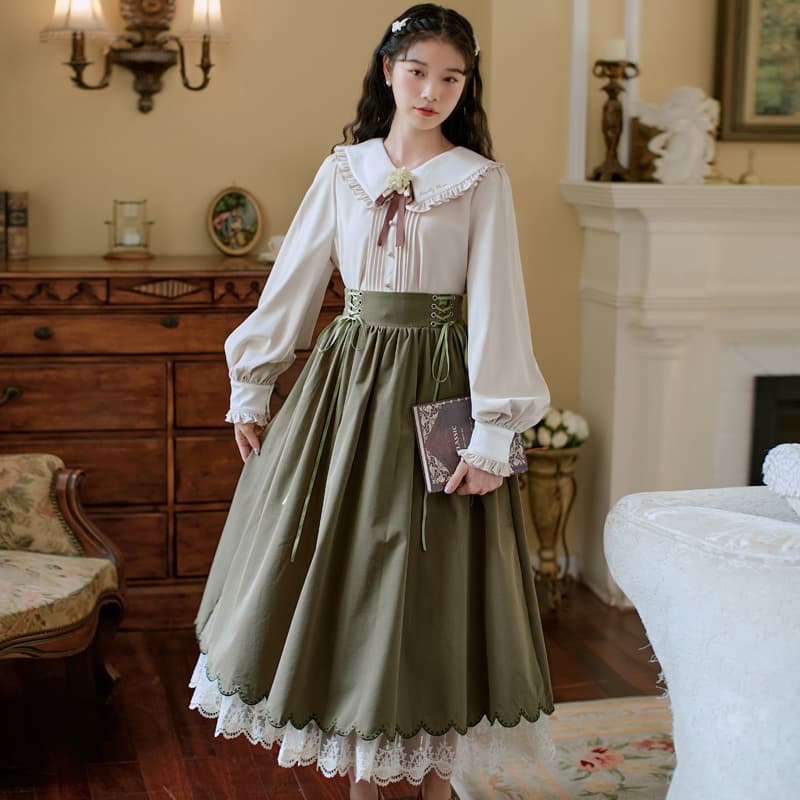 ロリータファッション 【クラシカルロリータ】 清楚優美な姫袖レースワンピース