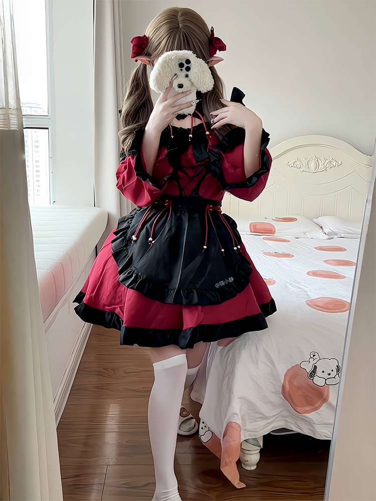 ロリータファッション ふんわり姫袖リボンワンピース