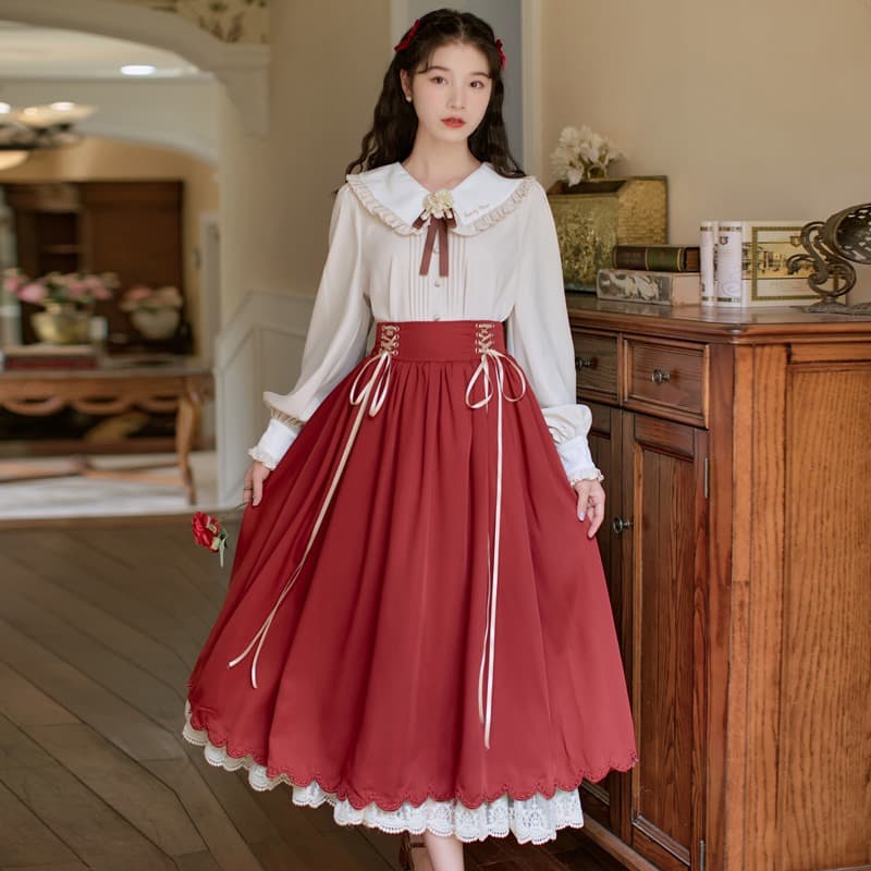 ロリータファッション 【クラシカルロリータ】 清楚優美な姫袖レースワンピース