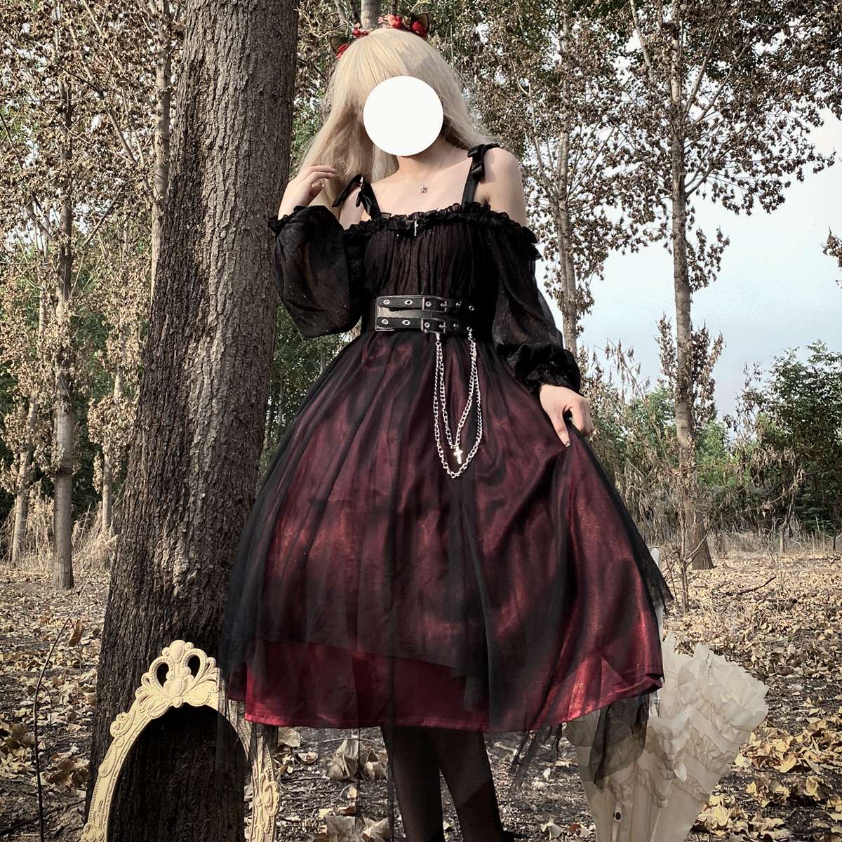 ロリータファッション【ゴスロリ】 森の妖精風ゴシックロリータワンピース