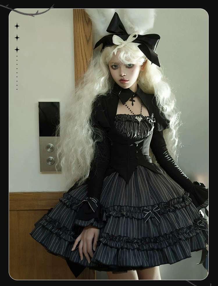 ロリータファッション  うさみみヘアバンド付きゴシックドレス