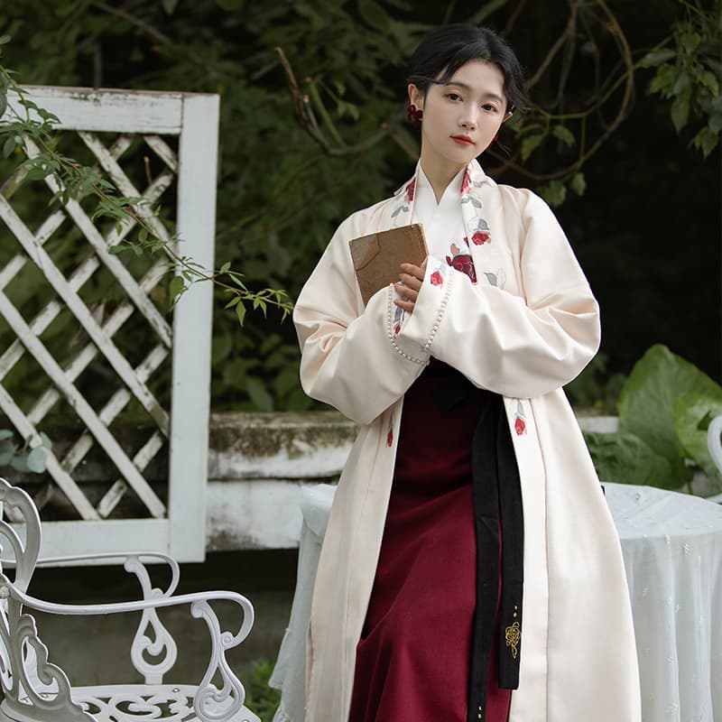 ロリータファッション 【和風ロリータ】薔薇刺繍入り着物風ロリータドレス