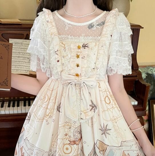 ロリータファッション クラシカルロリータ 透け感半袖ブラウス フリル袖