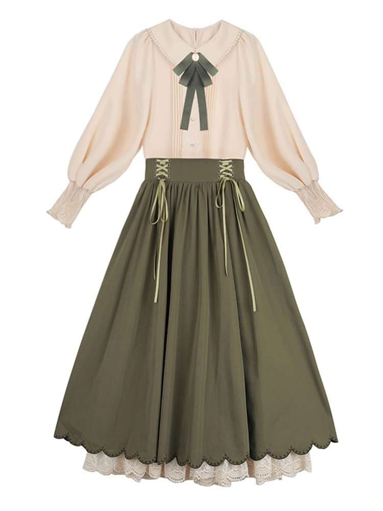 ロリータファッション 【クラシカルロリータ】優雅な貴婦人風2ピースドレス