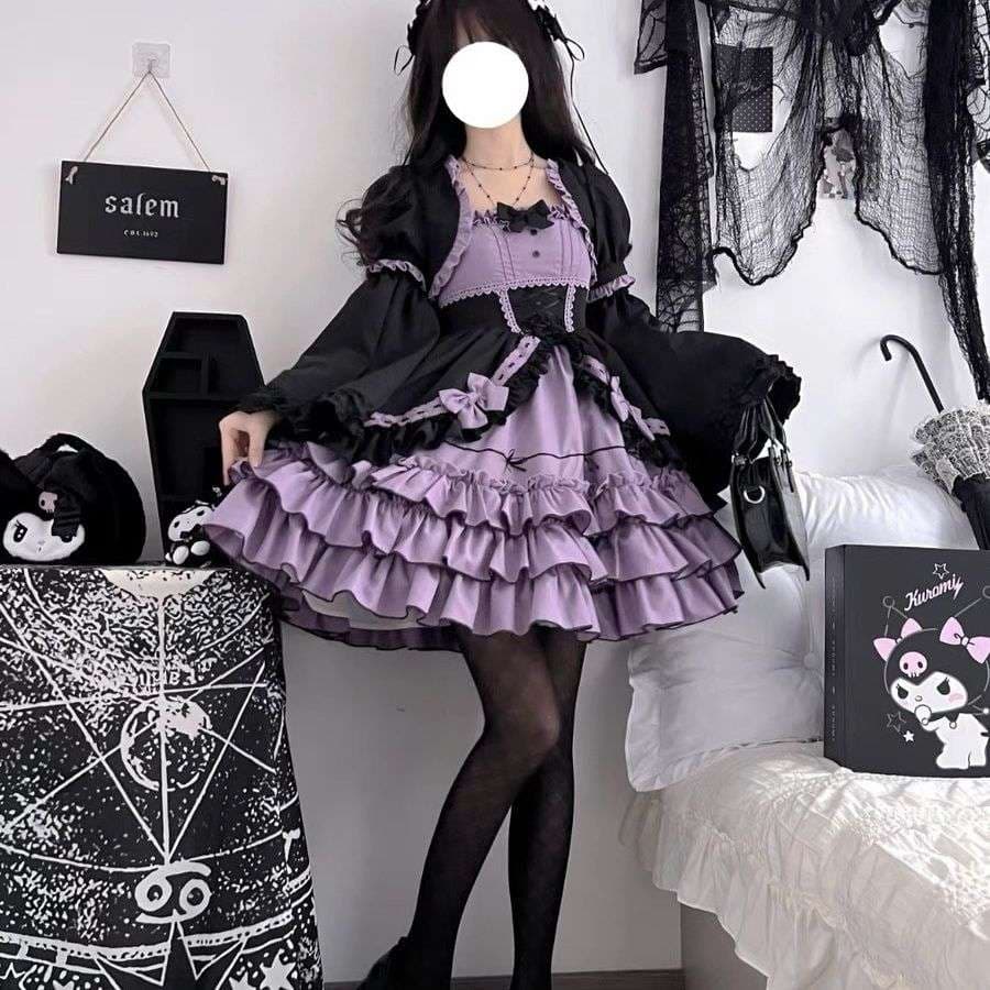 ロリータファッション 【ゴスロリ】姫系フリル重ねレースワンピース