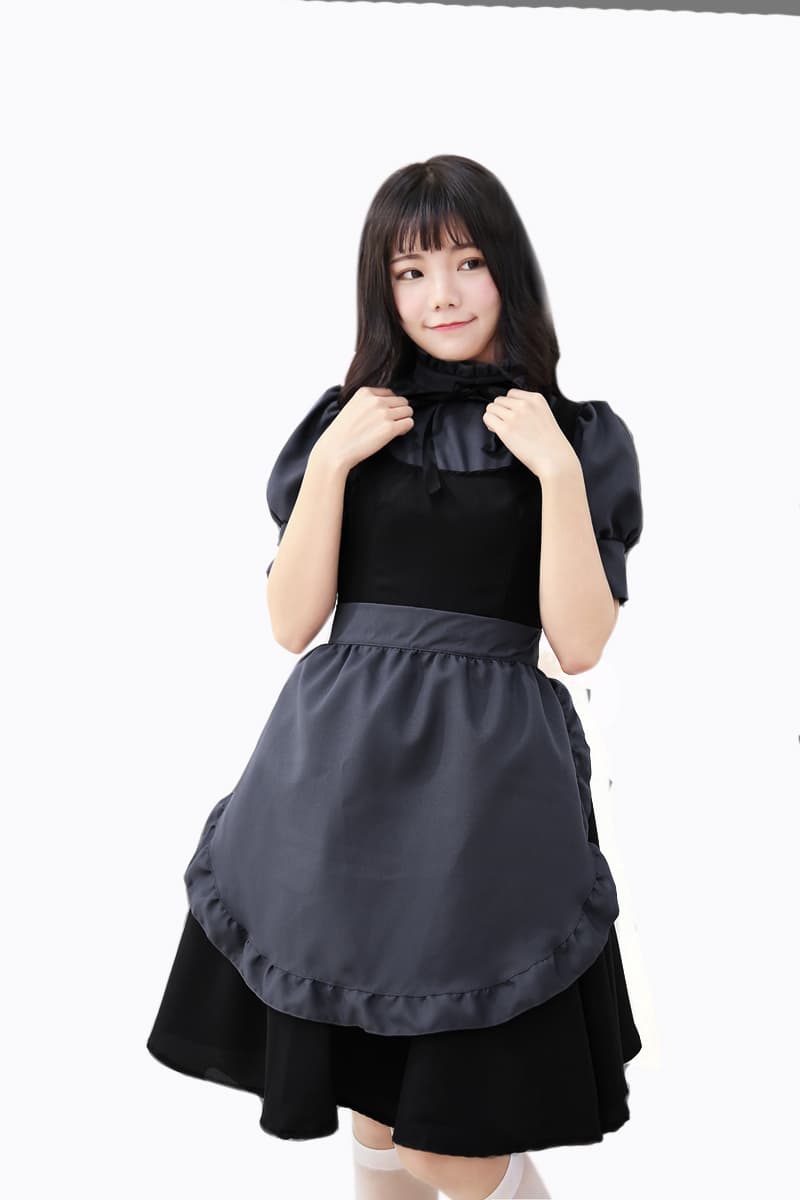 ロリータファッション クラシカルロリータ グレー メイド服 フリル ワンピース コスプレ衣装