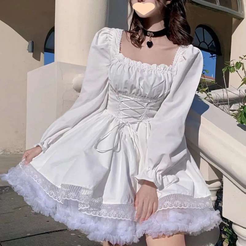 ロリータファッション 【ゴスロリ】ふんわりゴシック姫袖ワンピース