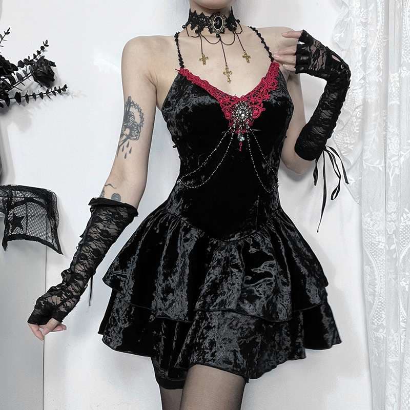 ロリータファッション 【スチームパンク】魔女のゴシックレースワンピース