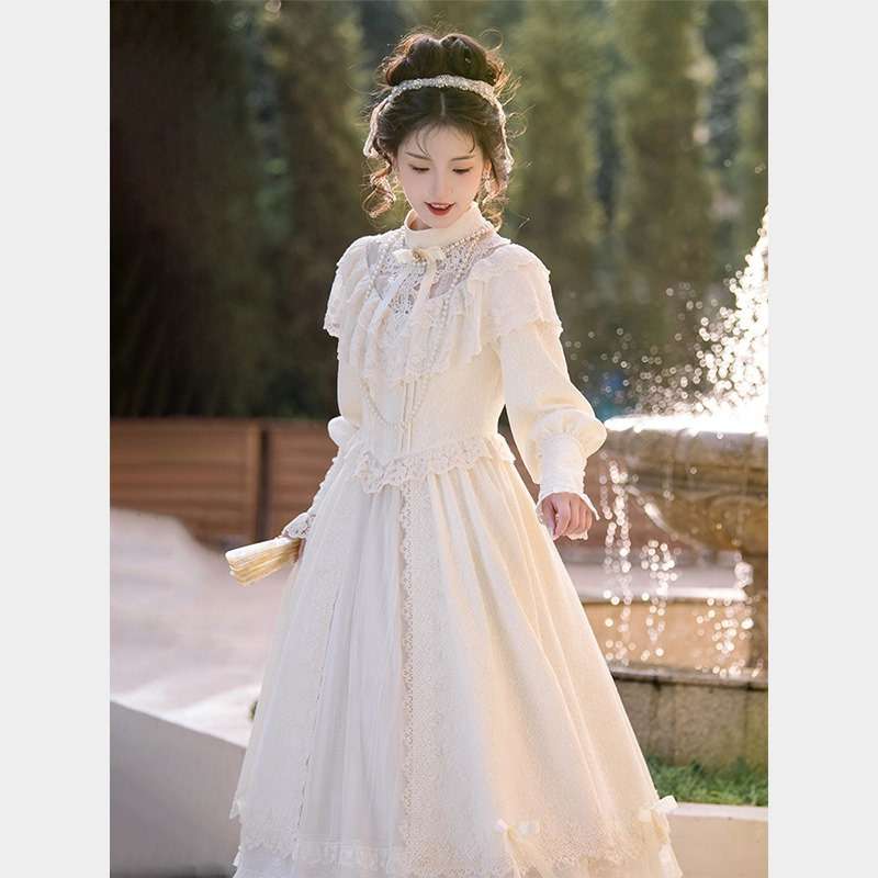 ロリータファッション 【クラシカルロリータ】優雅な貴婦人風レースワンピース