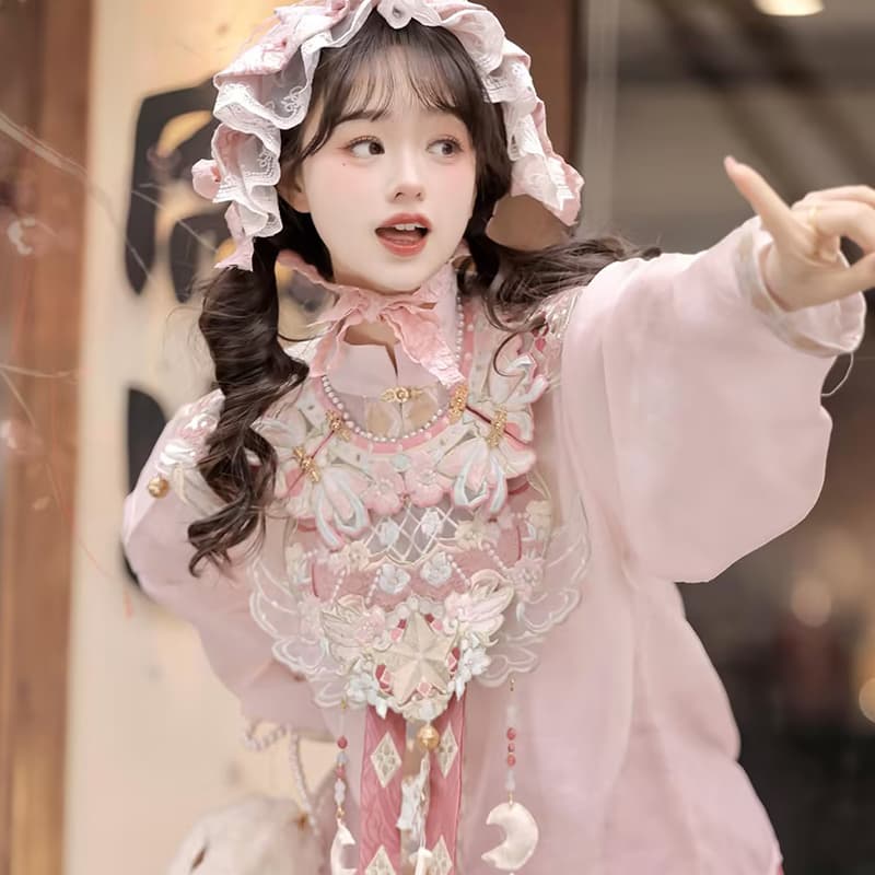 ロリータファッション 【和風ロリータ】蝶結び姫振袖風ワンピース