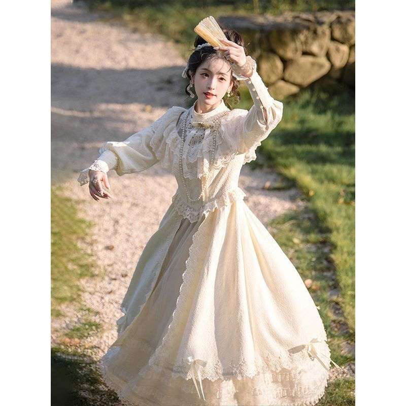ロリータファッション 【クラシカルロリータ】優雅な貴婦人風レースワンピース