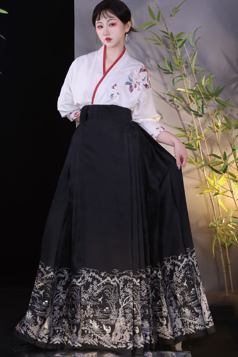 ロリータファッション 【和風ロリータ】花鳥風月 着物襟付き二部式和装