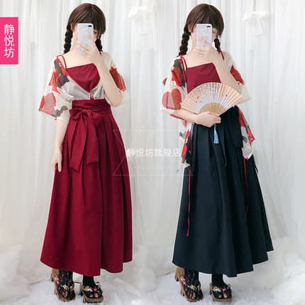 ロリータファッション【和風ロリータ】和風着物浴衣風スカート＆カーディガン