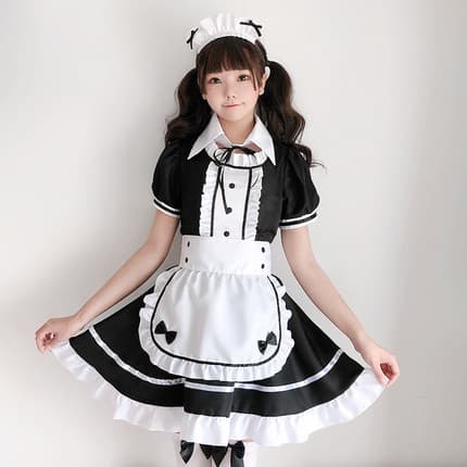 ロリータファッション【甘ロリータ】メイドコスチュームフルセットワンピース