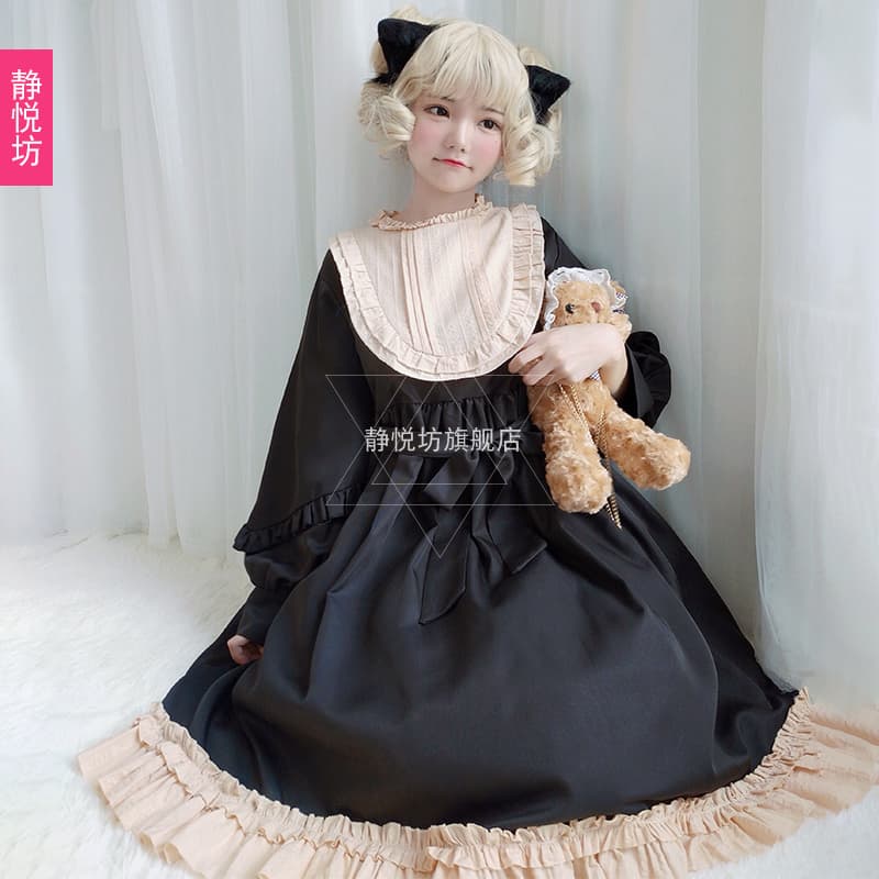 【ゴスロリ】レトロブラックドレスワンピース