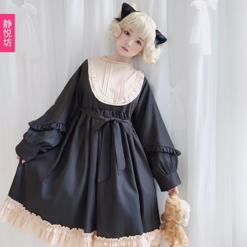 【ゴスロリ】レトロブラックドレスワンピース