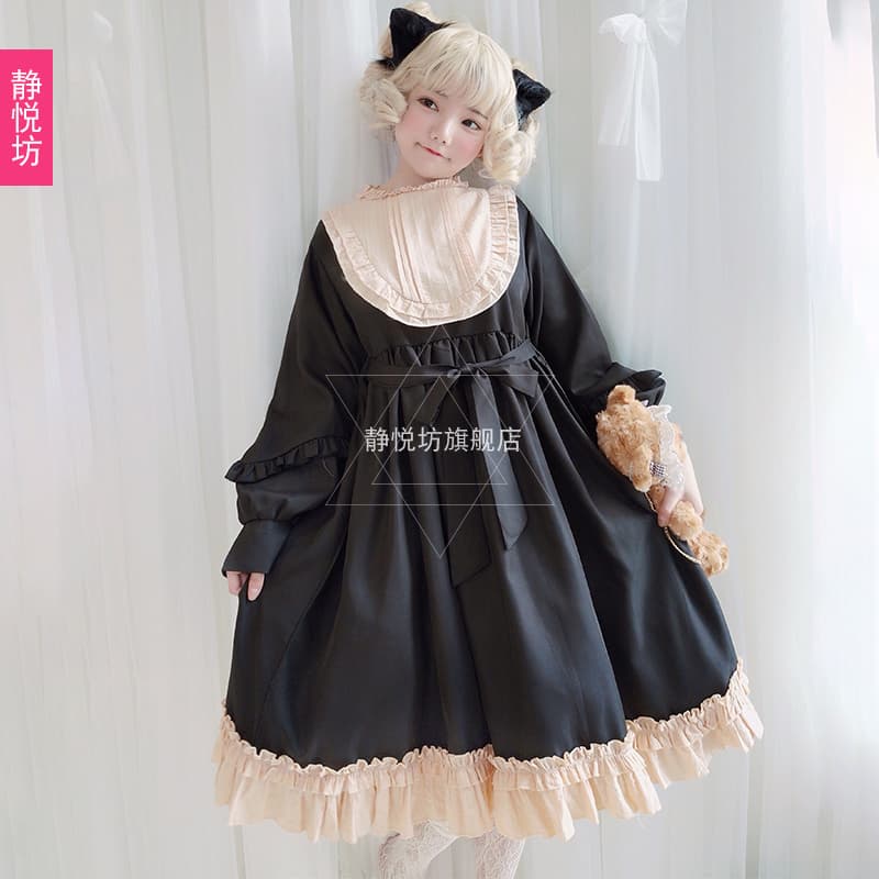 【ゴスロリ】レトロブラックドレスワンピース