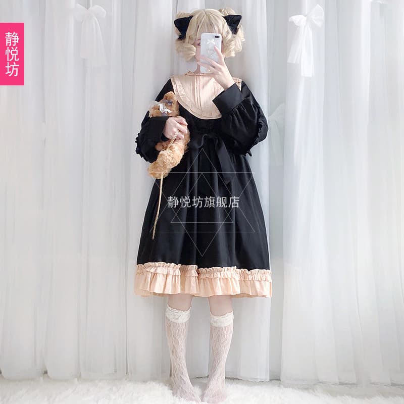 【ゴスロリ】レトロブラックドレスワンピース