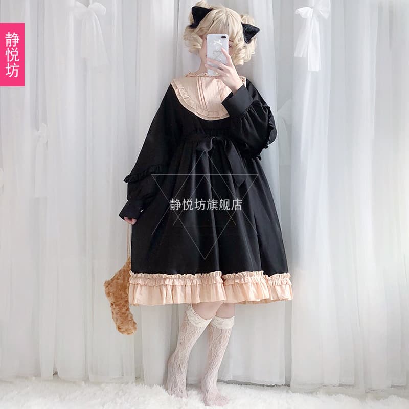 【ゴスロリ】レトロブラックドレスワンピース