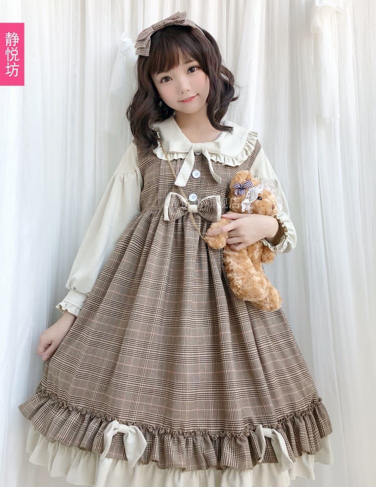 ロリータファッション 【クラシカルロリータ】チェック柄ソフトガールワンピース